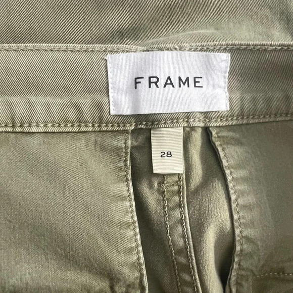 FRAME Le Beau Crop Chino Pants In Washed Od White Size US 28 - Picture 10 of 12